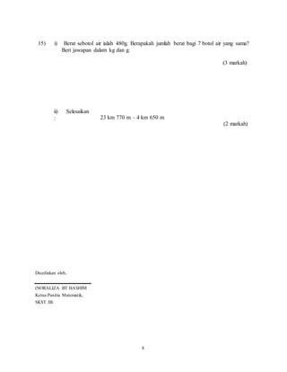 Soalan Tahun 5 Matematik Kertas 2 2017