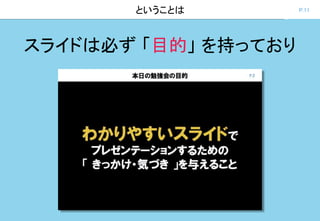 P.11ということは
スライドは必ず 「目的」 を持っており
 