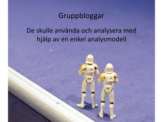 GruppbloggarDe skulle använda och analysera med hjälp av en enkel analysmodell