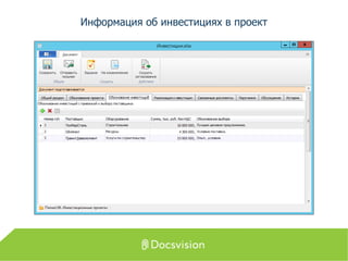 Информация об инвестициях в проект
 