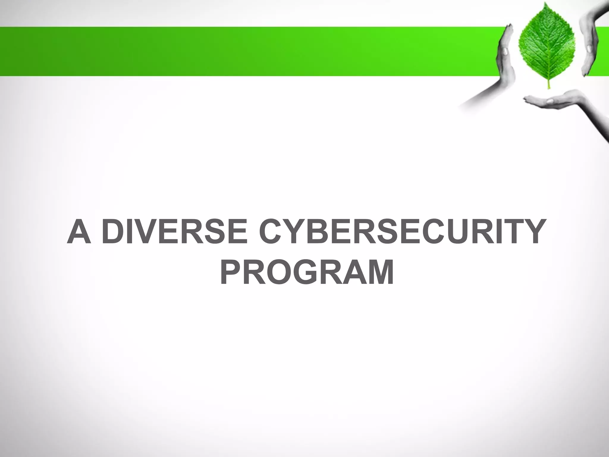 A DIVERSE CYBERSECURITY
PROGRAM
 
