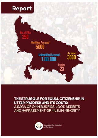 THE STRUGGLE FOR EQUAL CITIZENSHIP IN
UTTAR PRADESH AND ITS COSTS:
A SAGA OF OMNIBUS FIRS, LOOT, ARRESTS
AND HARRASSMENT O...