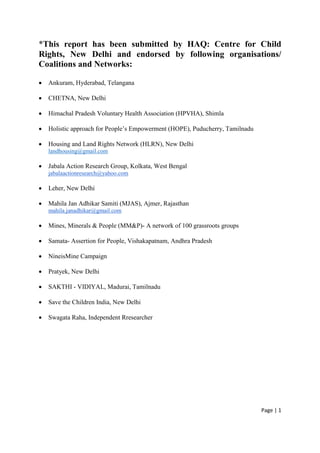 Child Rights in India, Stakeholder’s Report on Universal Periodic ...