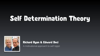 Richard Ryan & Edward Deci
A motivational approach to self (1991)
Self Determination Theory
 