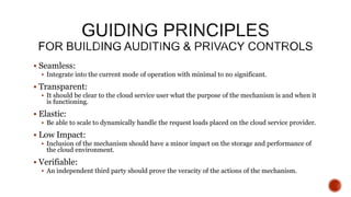 Privacy and Auditing in Clouds