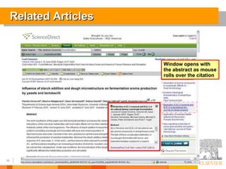 Related Articles Window opens with the abstract as mouse rolls over the citation 