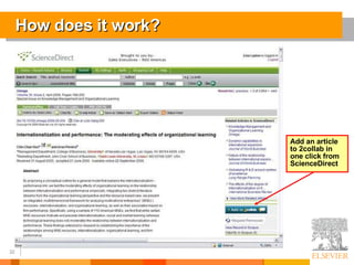 How does it work? Add an article to 2collab in one click from ScienceDirect 