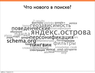 Что нового в поиске?
суббота, 17 августа 13 г.
 