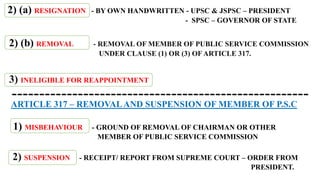 Spsc Article PUBLIC SERVICE COMMISSION Article 315 - Article 323 | PPTX