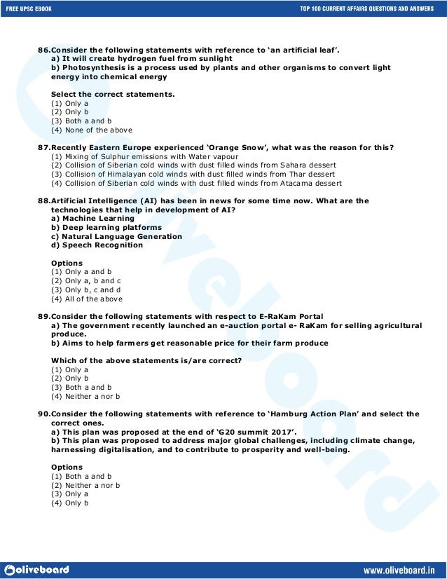 UPSC Top 100 Current Affairs Questions & Answers