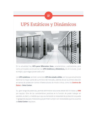 UPS dinamicos y estaticos