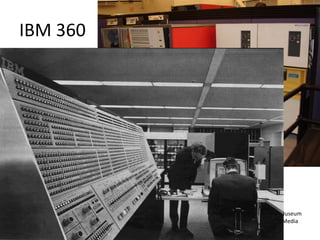 IBM 360
IBM 360 at Computer History Museum
Dave Ross: CCL license via WikiMedia
 