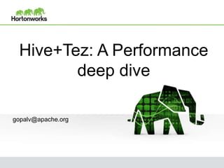 Hive+Tez: A Performance
deep dive
gopalv@apache.org
 