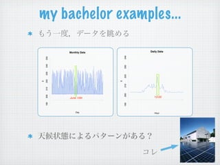 my bachelor examples...

          Monthly Data             Daily Data




                             240
    250
    240




                             230
    230




                             220
    220




                         E
E




                             210
    210




                             200
    200




          June 15th                  13:00
    190




                             190
              Day                     Hour
 