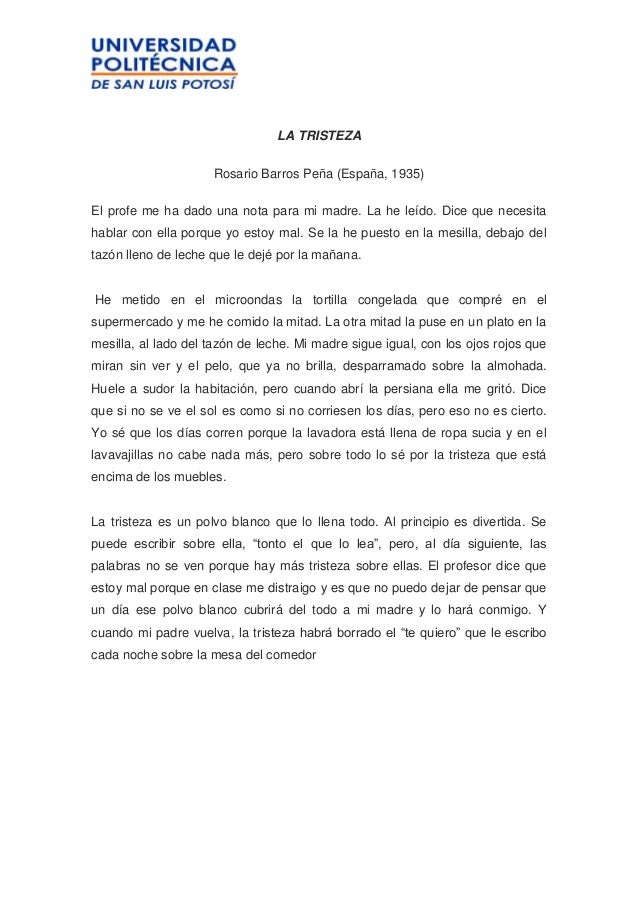 La Tristeza Rosario Barros Peña