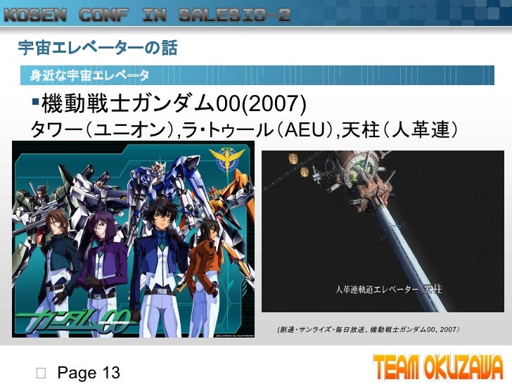 宇宙エレベーター Space Elevator 高専カンファレンスinサレジオ2 Lt Oku Zawa