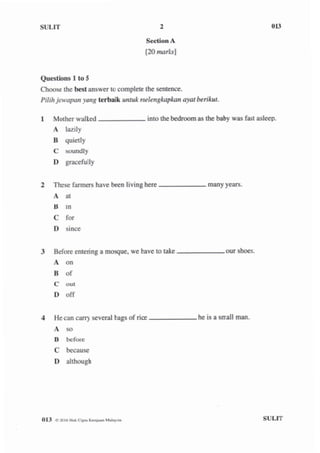 UPSR 2016 - English Paper 013