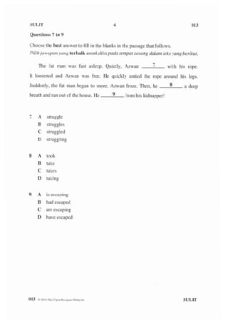 UPSR 2016 - English Paper 013