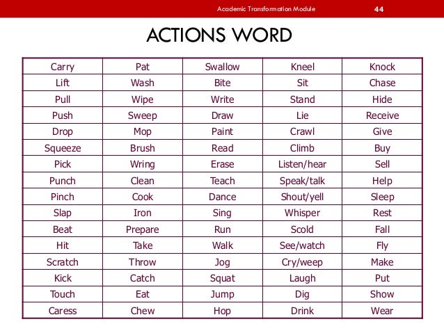 action word list