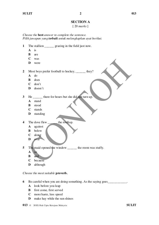 UPSR 2016: English Paper 013 (Paper 1 - Section A) UPSR 2016: English Paper 013 (Paper 1 - Section A)