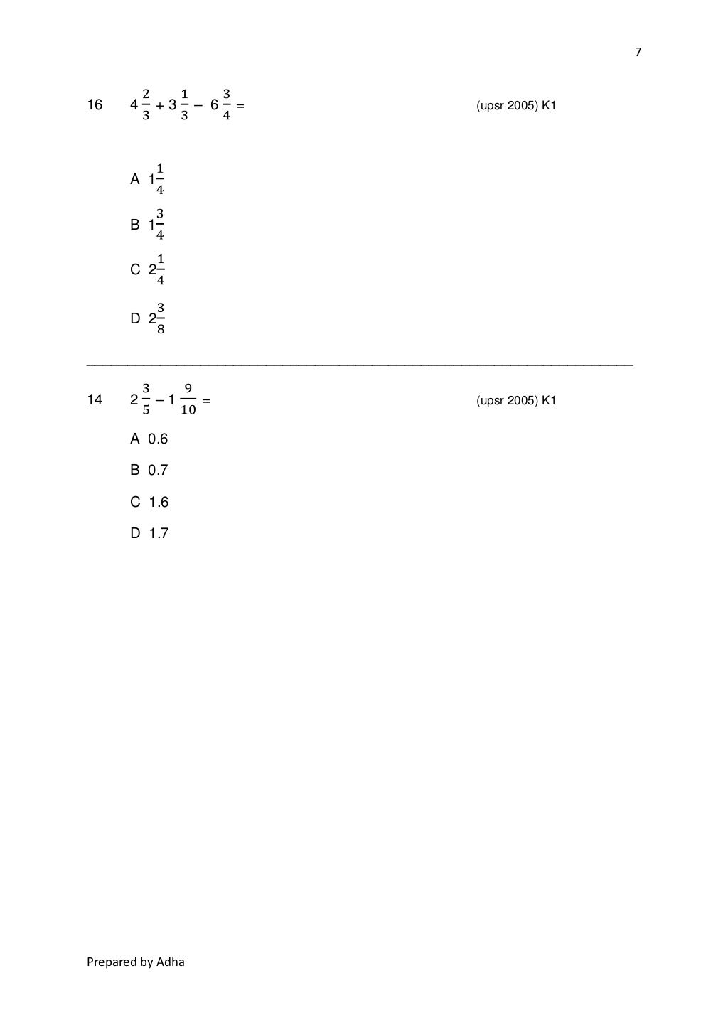 upsr past year question