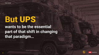 20
20
But UPS
wants to be the essential
part of that shift in changing
that paradigm…
THE VISION
20
 
