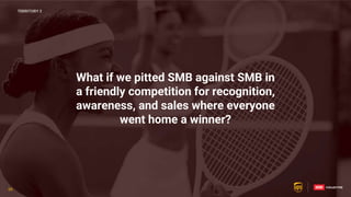 59
What if we pitted SMB against SMB in
a friendly competition for recognition,
awareness, and sales where everyone
went home a winner?
TERRITORY 2
59
 