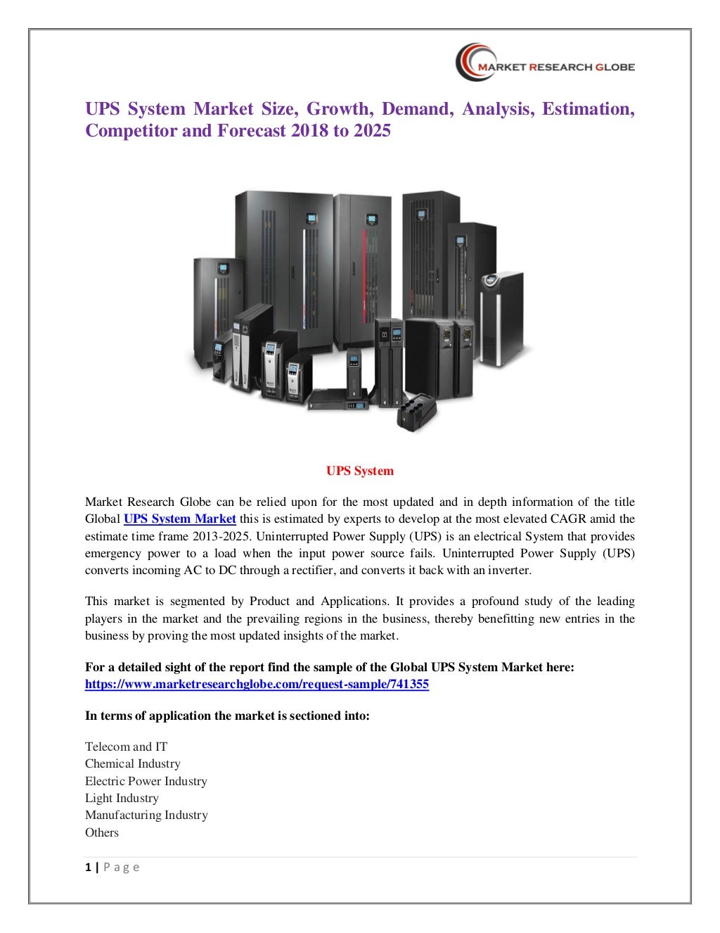 UPS System Market Trends, Supply, Demand, Sales, Analysis & Forecast 2025