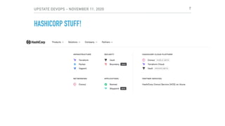 UPSTATE DEVOPS - NOVEMBER 11, 2020
HASHICORP STUFF!
7
 