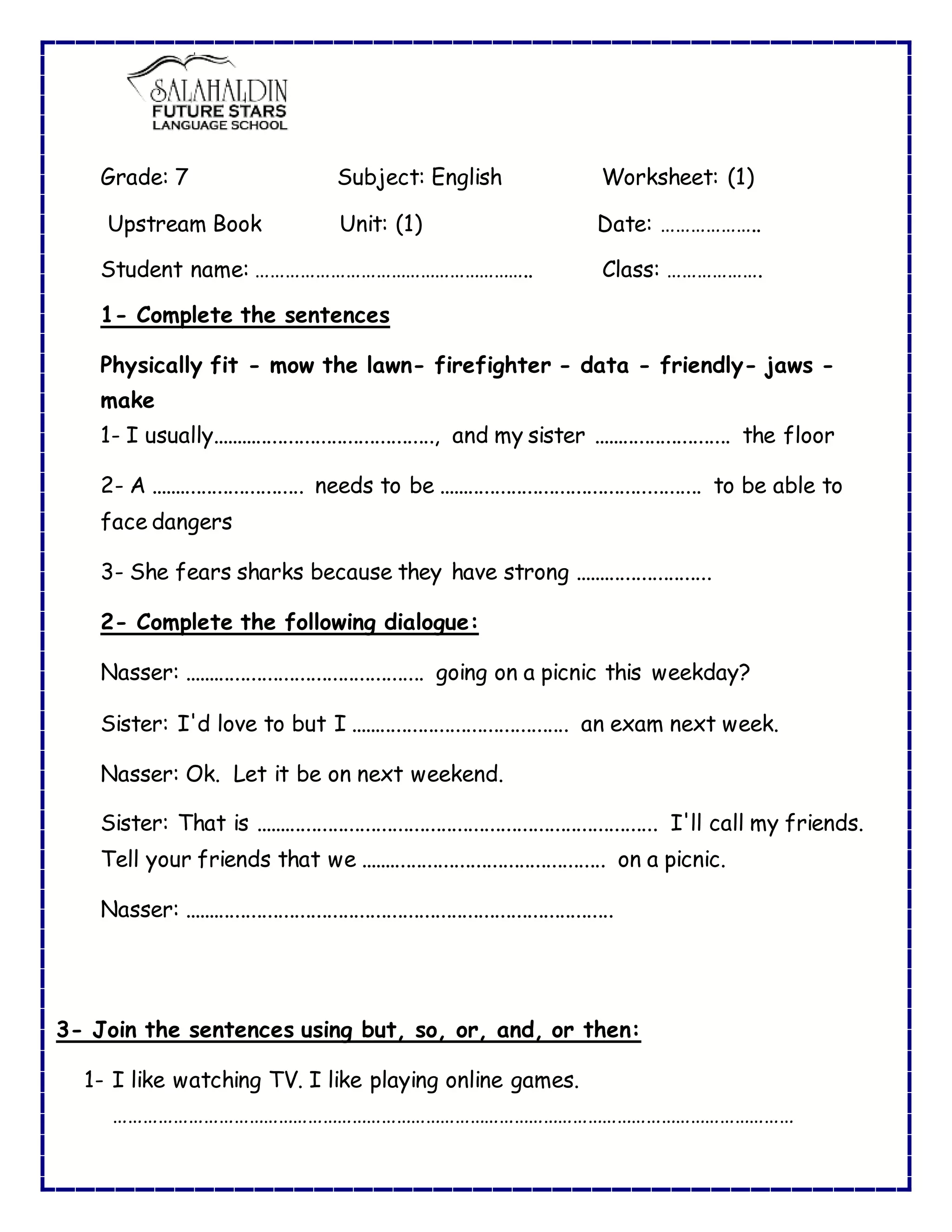Upstream A2 Unit (1) Worksheet | PDF