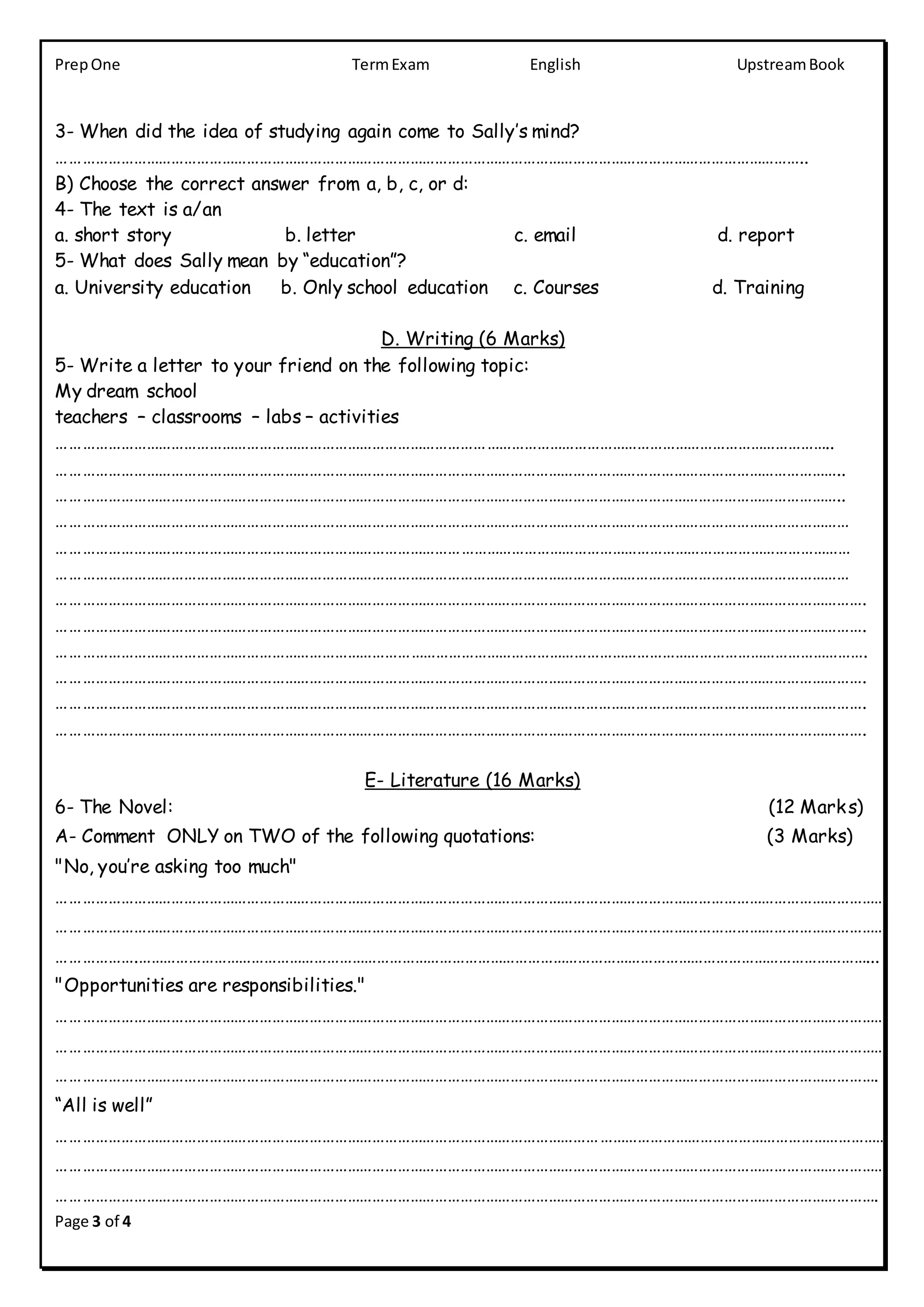 Upstream A2 Unit 3 Worksheet | PDF