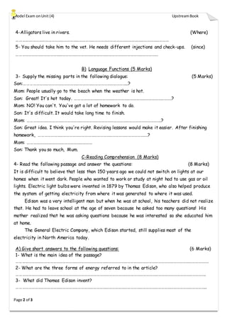 Upstream A2 Unit 4 Worksheet Docx