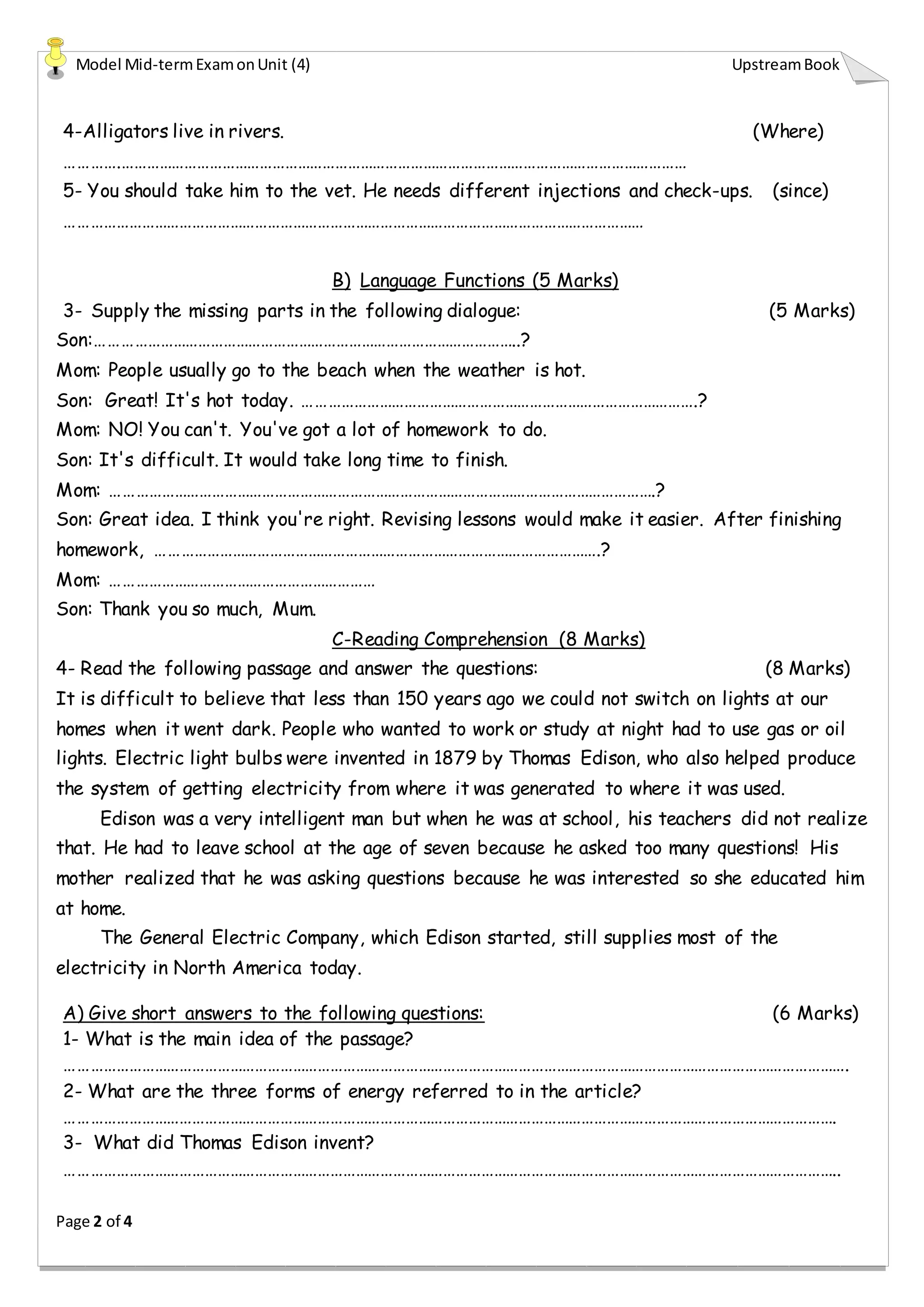 Building Skills: Unit 4 Activities