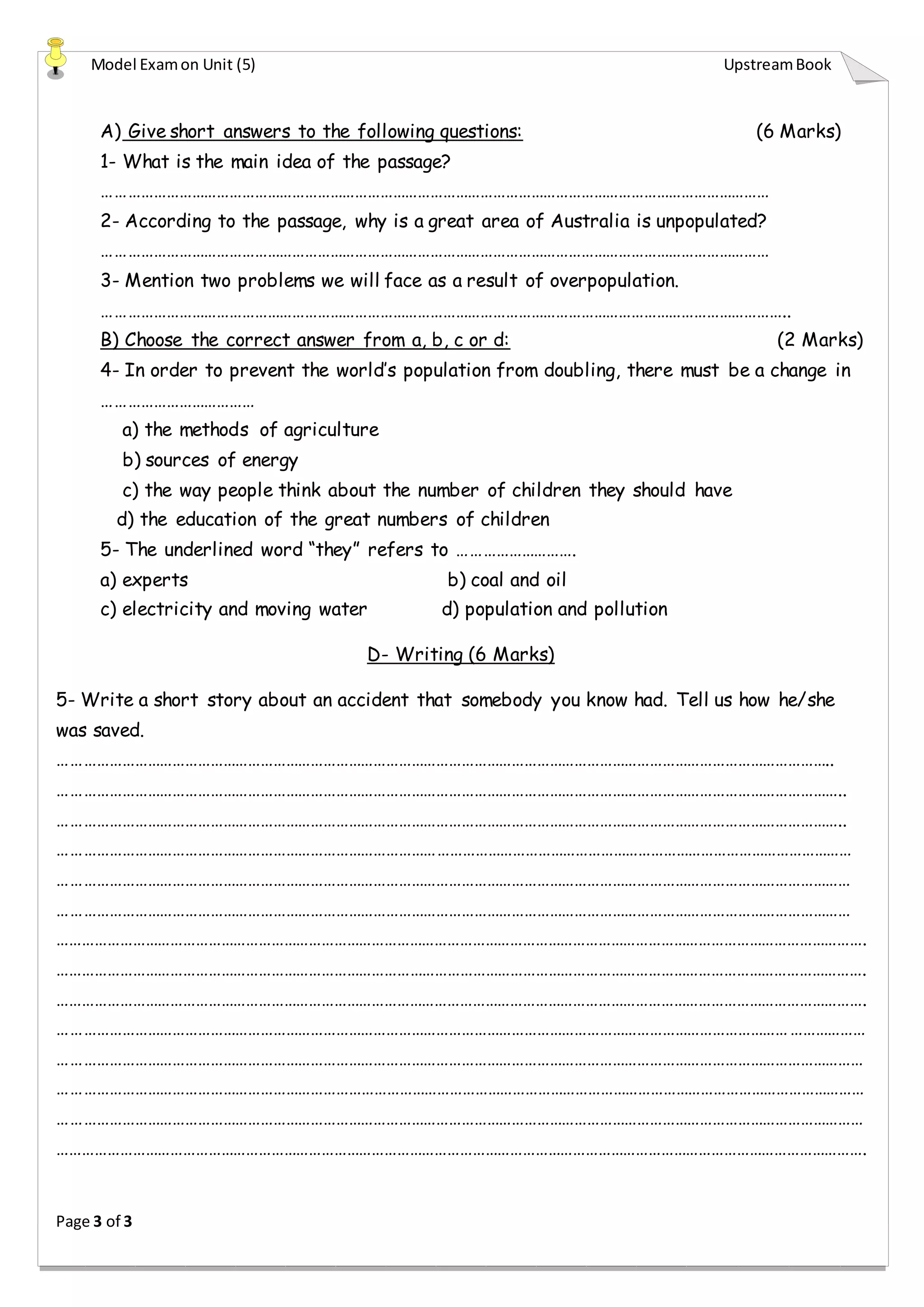 Upstream A2 Unit (5) Worksheet | PDF