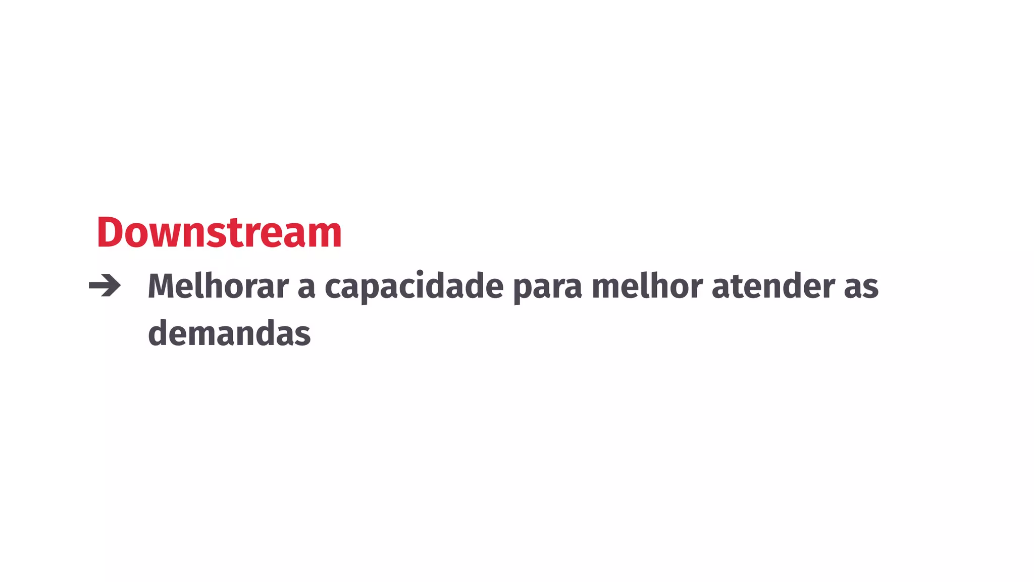 Downstream
➔ Melhorar a capacidade para melhor atender as
demandas
 