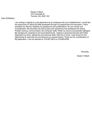 Up To Date Cover Letter