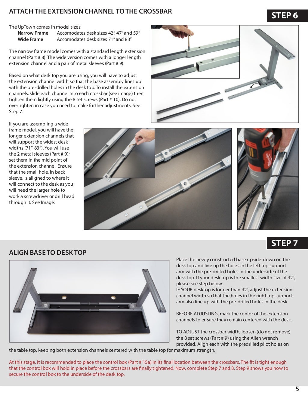UpTown AdjustableHeight Desk System Installation Manual