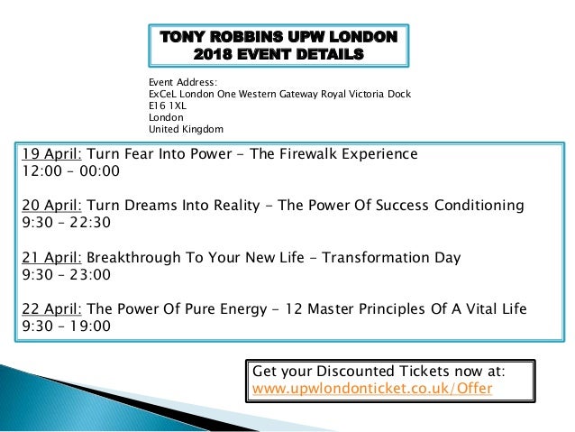 Tony Robbins UPW London 2018 - Special Offer Tickets - London Excel Tony Robbins UPW London 2018 - Special Offer Tickets - London Excel