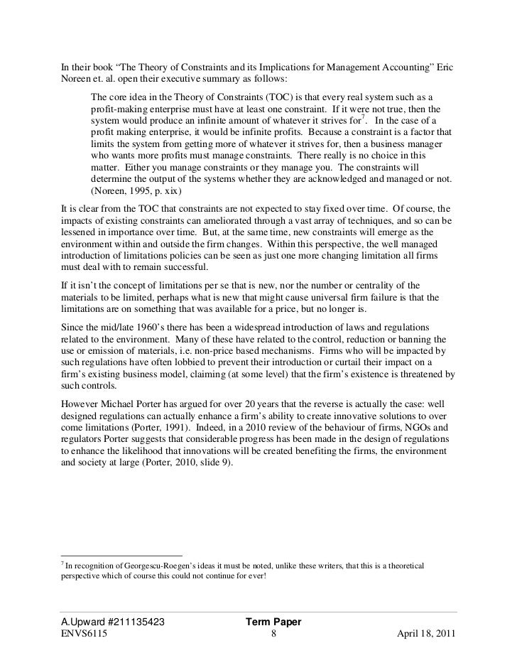 Term Paper How Will Firms React To Limits On Bio Physical