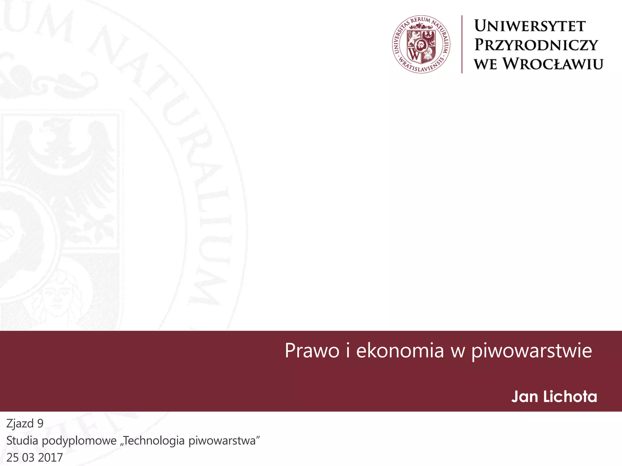 Prawo i ekonomia w piwowarstwie