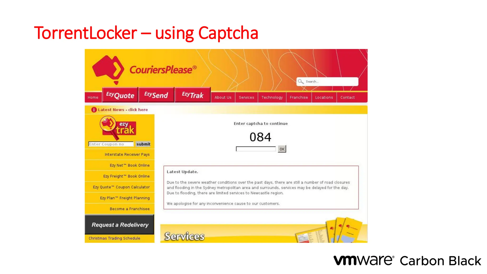 TorrentLocker – using Captcha
 