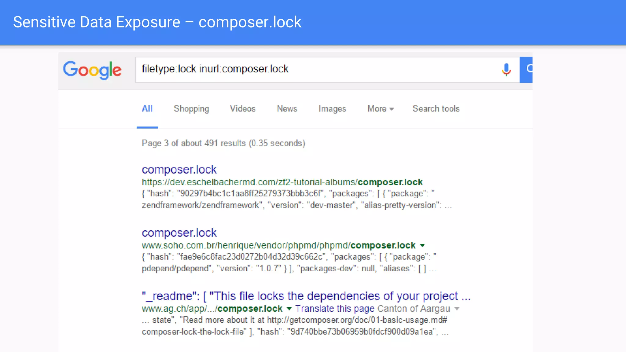Sensitive Data Exposure – composer.lock
 