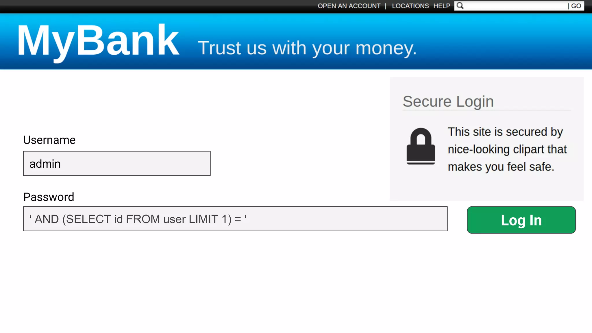' AND (SELECT id FROM user LIMIT 1) = '
Username
Password
admin
Log In
Real-Time MySQL View
 