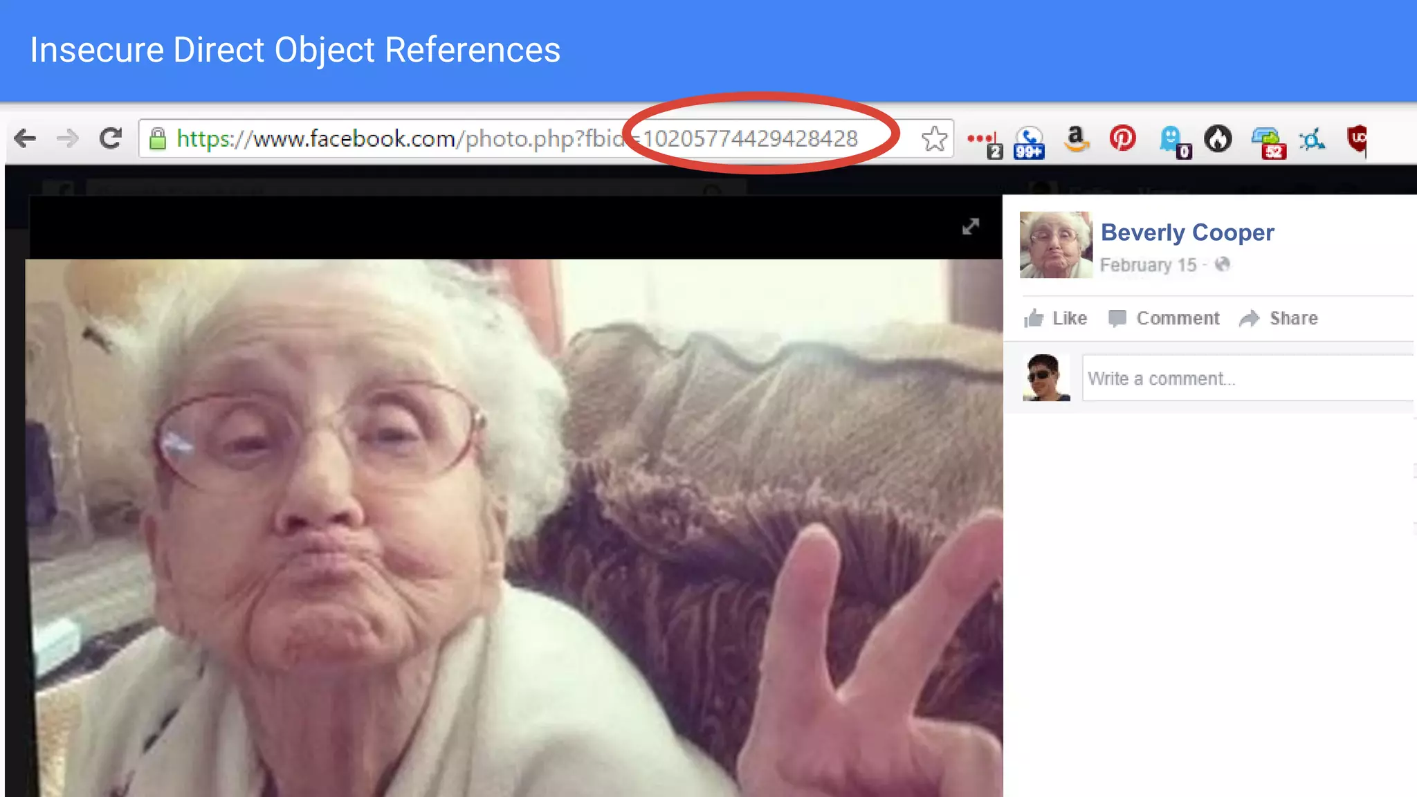 Insecure Direct Object References
Beverly Cooper
 