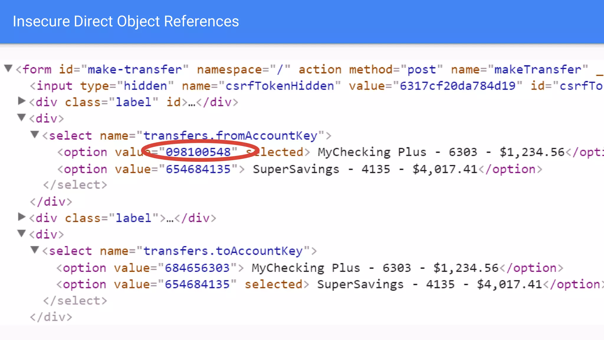 Insecure Direct Object References
 