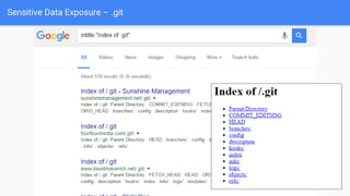 Sensitive Data Exposure – .git
 