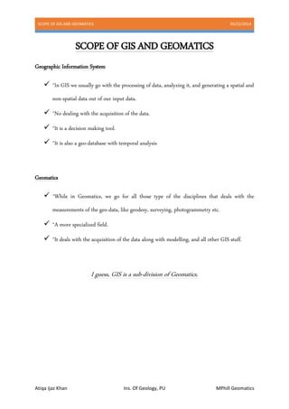 Scope of GIS and GEOMATICS | PDF