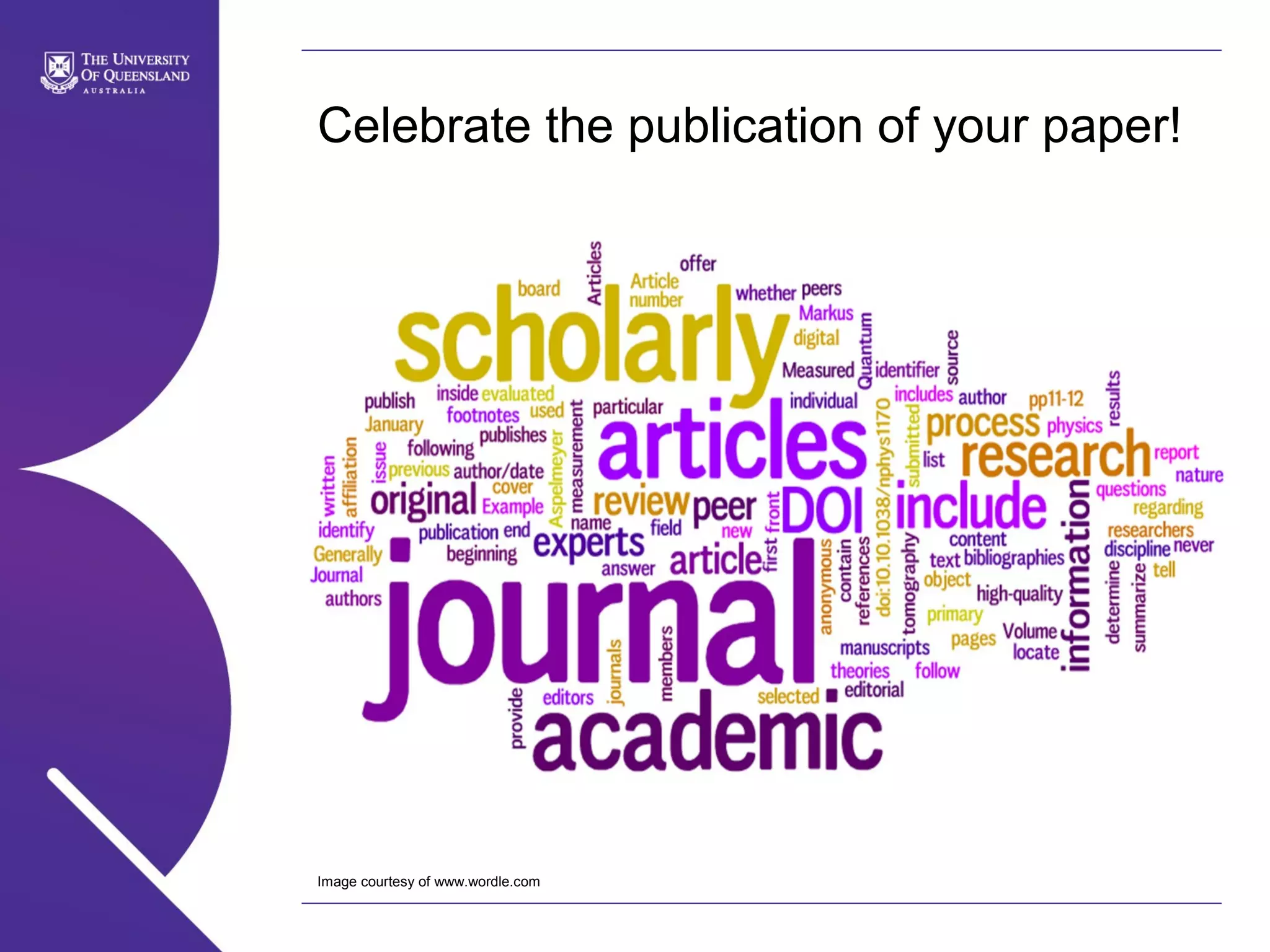 Celebrate the publication of your paper!

Image courtesy of www.wordle.com

 