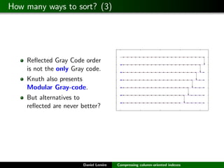 How many ways to sort? (3)




    Reﬂected Gray Code order
    is not the only Gray code.
    Knuth also presents
    Mod...