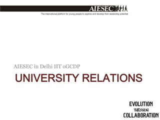 AIESEC in Delhi IIT oGCDP

UNIVERSITY RELATIONS

 